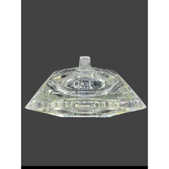 Vintage MCM Square Heavy Crystal Glass Covered Candy Dish Mid Century 6x6x4 - Picture 1 of 16